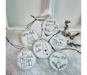 ADVENTSKALENDER 6. Dezember - 16 Anhänger Weihnachtskugeln Doodle